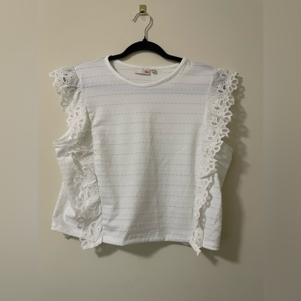 NWT SO Floral Lace Eyelet Crop‎ Top - XL